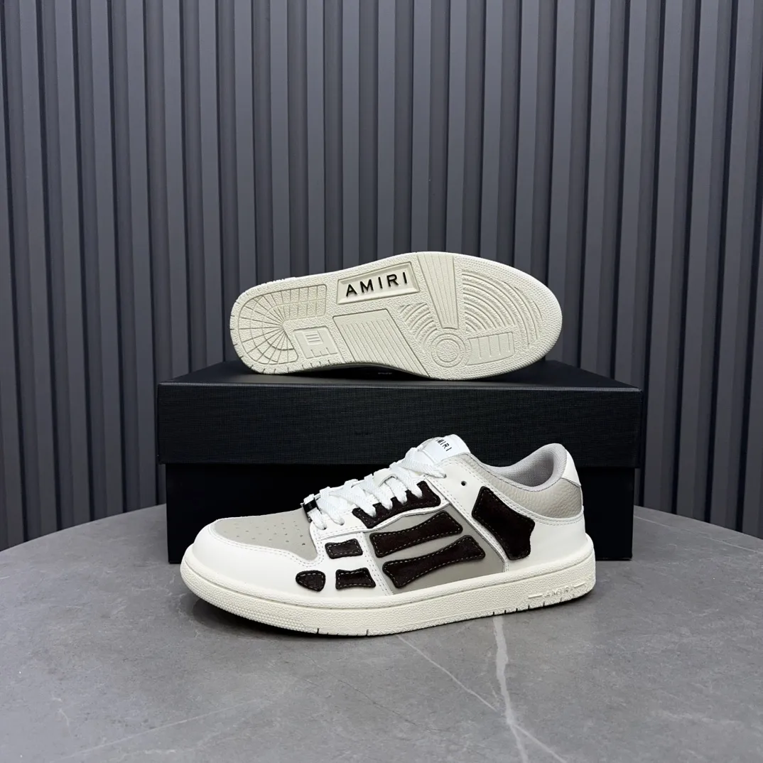 Men's men's shoes 💰600 AMIRI high street sneakers with bone sports shoes, toe layer cowhide upper, upper side bones, hand-stitched, good three-dimensional effect, customized metal LOGO, size 38-45 46